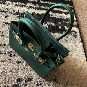 Emerald green mini Velvet PVC Beachkin bag